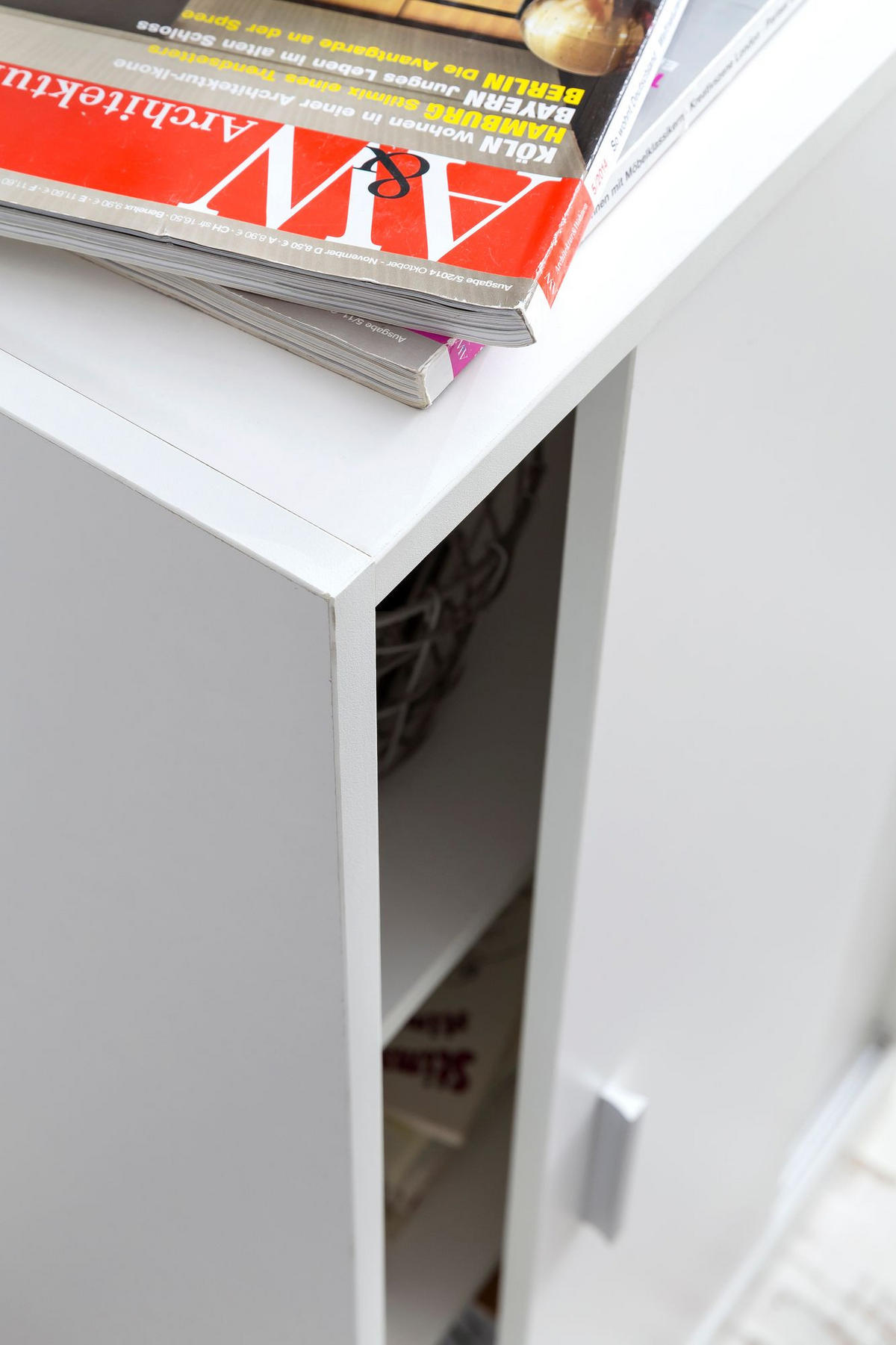 AKTENSCHRANK – Holz, Weiß, 60x107,5x28,5 cm, wasserabweisend & kratzfest, modern - Weiß, Holz/Metall (60/108/29cm) - KADIMA DESIGN