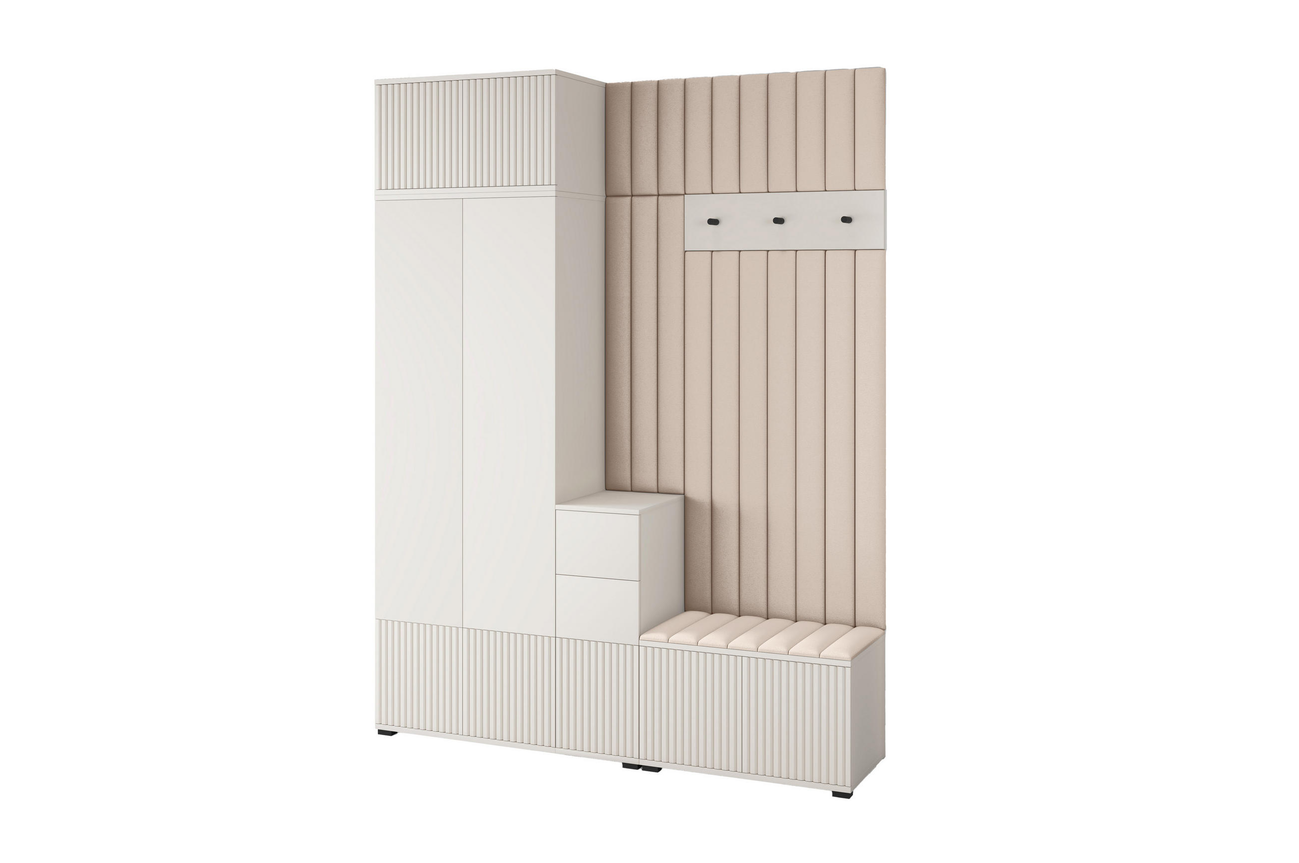 GARDEROBE Ritmo version 8 gefräste Kleiderschrank mit Polsterplatten Beige - Beige/Creme, Holzwerkstoff (170/225/40cm) - Jerpax