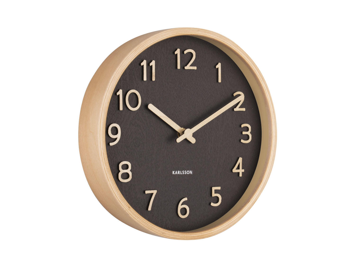WANDUHR Pure Wood Grain Ø22 cm - Schwarz, Holz (22/22/4.5cm) - Karlsson