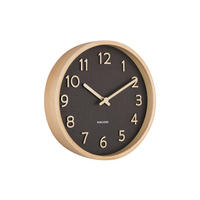 WANDUHR Pure Wood Grain Ø22 cm - Schwarz, Holz (22/22/4.5cm) - Karlsson
