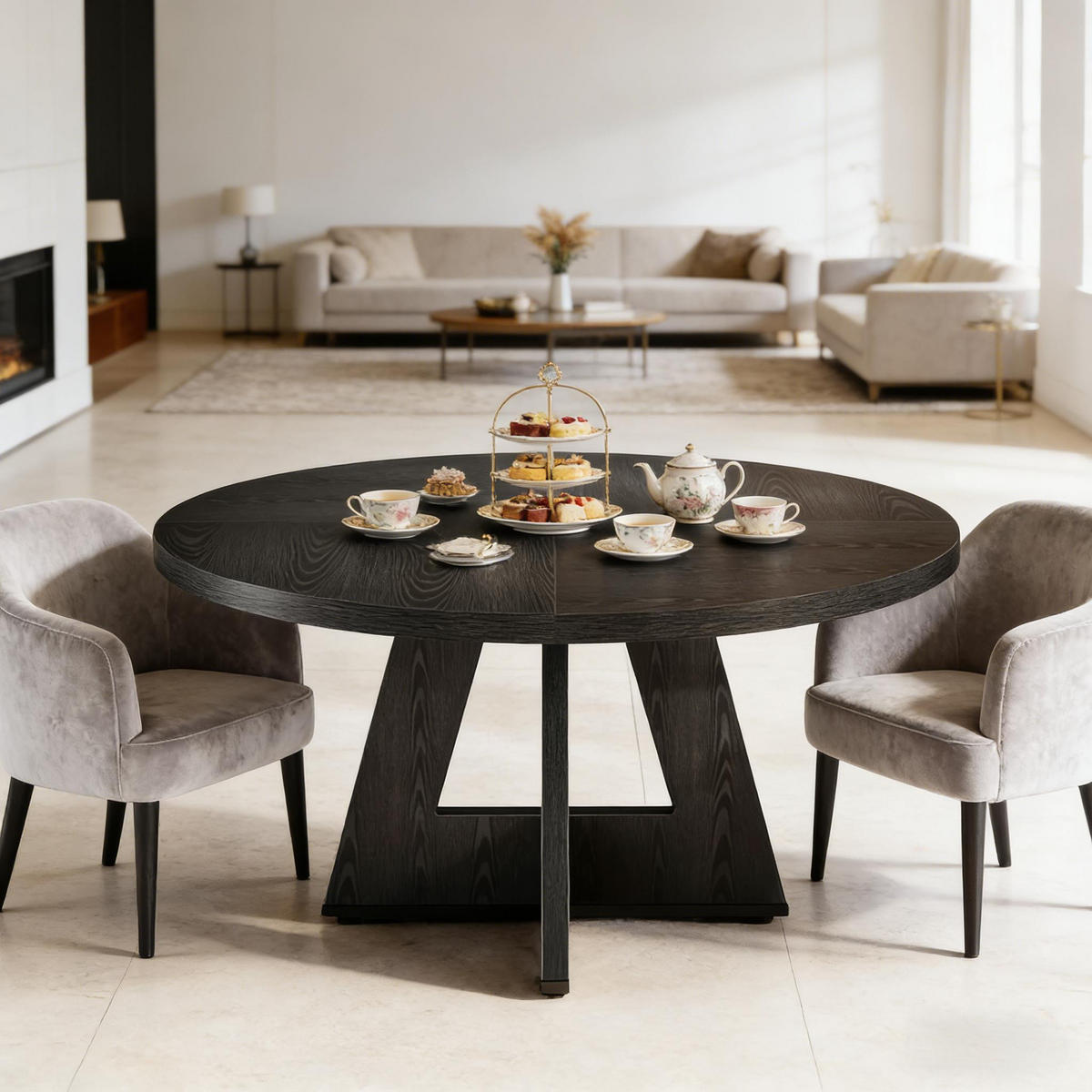 ESSTISCH Schwarz 120/120/75 cm - Schwarz, Holz (120/120/75cm) - PANGIVO
