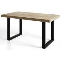 ESSZIMMERTISCH LOFT-U, ausziehbarer Tisch 140-240X80X77 cm, Farbe: HALIFAX, mit Metallbeinen in Farbe Schwarz - Schwarz/Naturfarben, Holzwerkstoff (140/80/77cm) - Alpi-Möbel