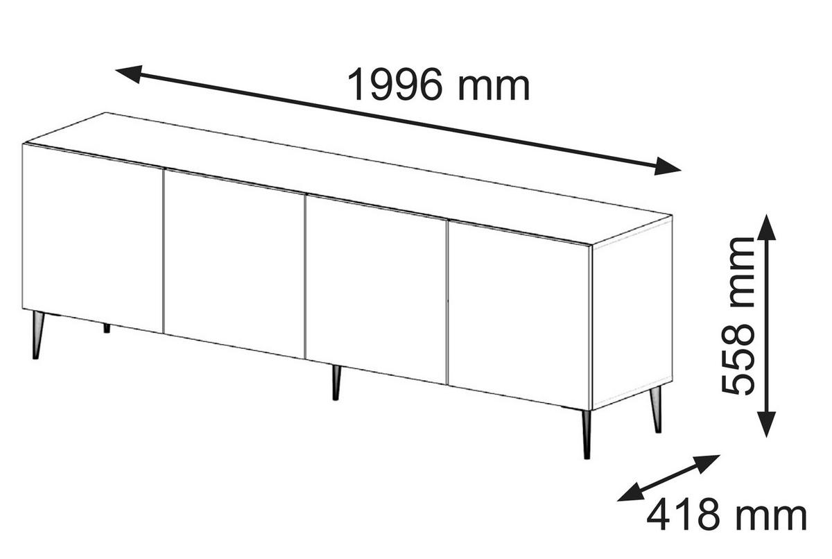 TV LOWBOARD Weiß, Weiß, Schwarz 200/56/42 - Schwarz/Weiß, Holzwerkstoff (200/56/42cm) - RAUMHIRSCH FURNITURE
