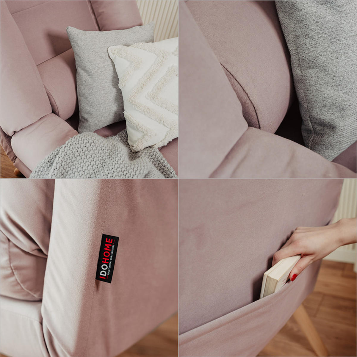 RELAXSESSEL LILA mit hocker, 75/75/100 cm, Rosa - Rosa, Holz/Textil (75/100/75cm) - Idohome