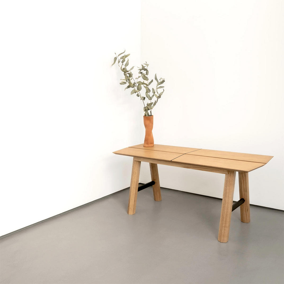 BANK Savia schwarze Details - Eichefarben/Schwarz, Holz (102/45/36cm) - Woodendot