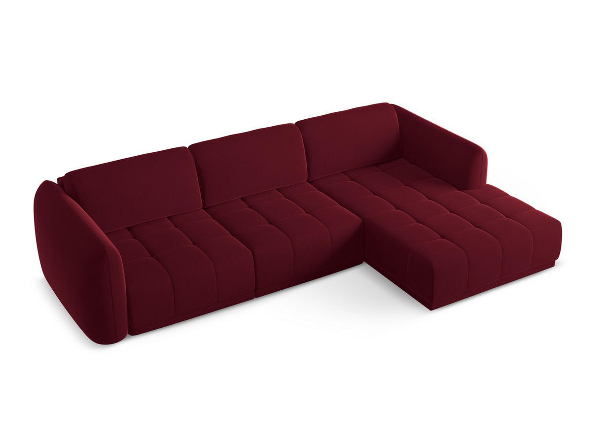ECKSOFA Rechts Samt Stoff Rot - Bordeaux/Rot, Kunststoff/Textil (290/170cm) - Makamii