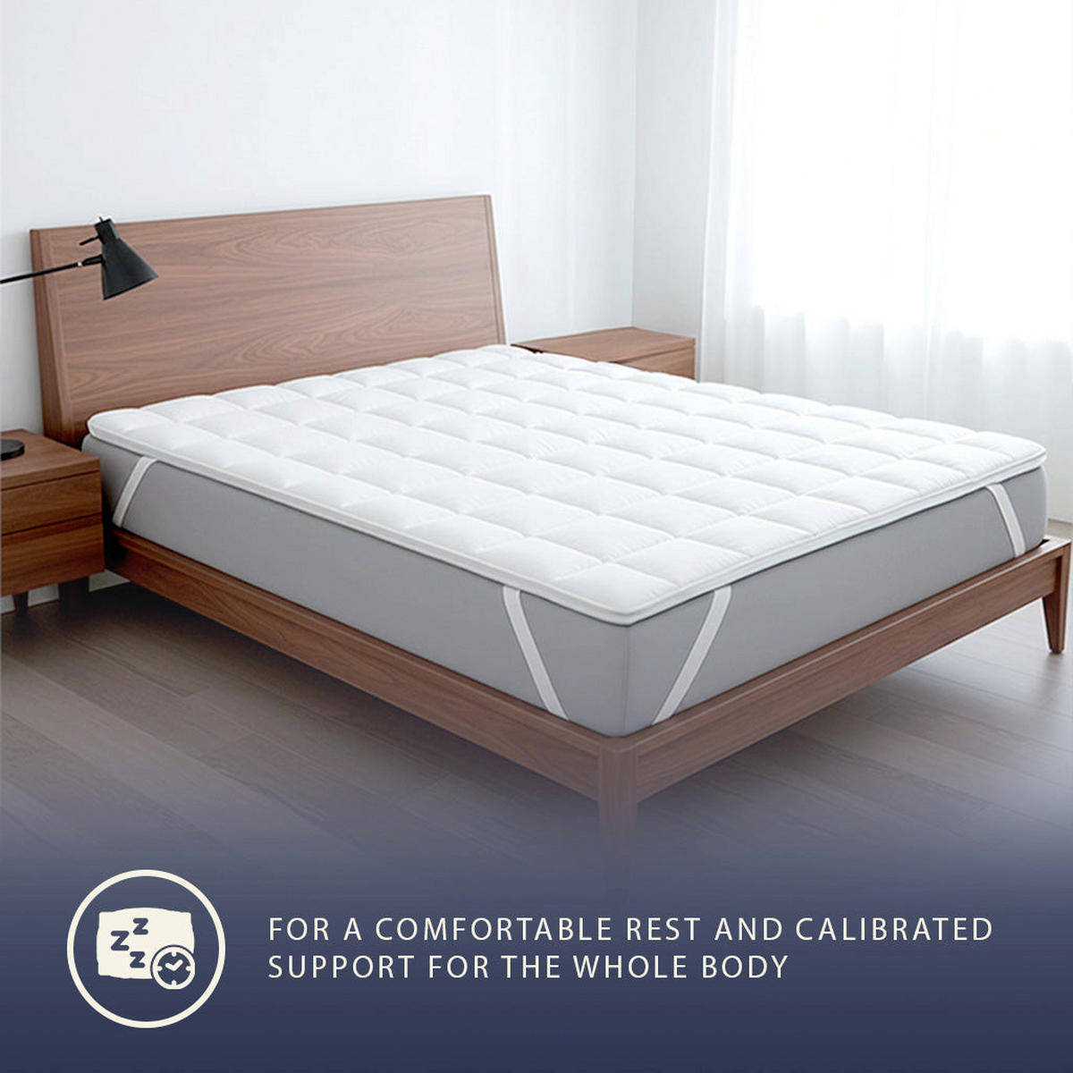 TOPPER 160x200 cm aus 500 g Watte | Gepolsterter Matratzenschoner | Atmungsaktiver Mikrofaserbezug mit elastischen Eckbändern - Weiß, Textil (160/200cm) - The White Stone