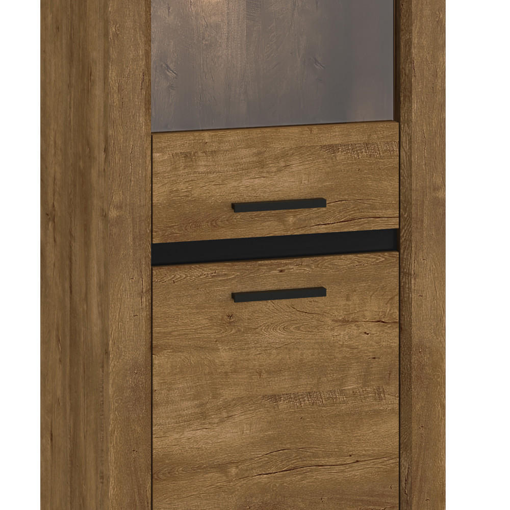 VITRINE Baltica Lefkas Eiche / schwarz 55 / 43 / 200cm - Eichefarben/Braun, Holz/Holzwerkstoff (55/200/43cm) - Feldmann-Wohnen