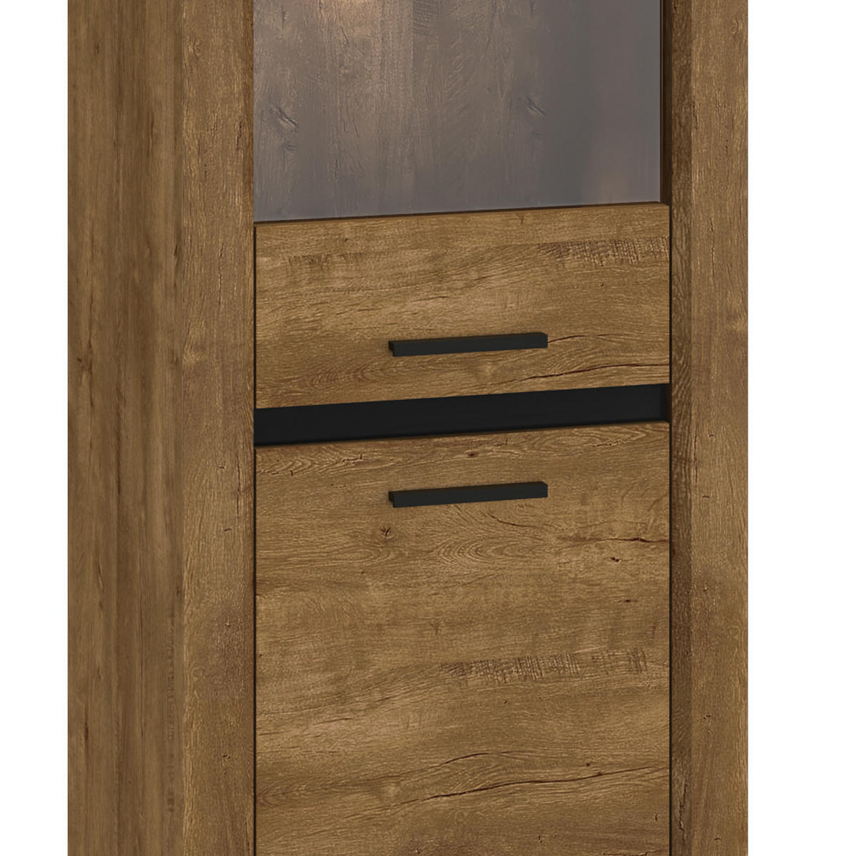 VITRINE Baltica Lefkas Eiche / schwarz 55 / 43 / 200cm - Eichefarben/Braun, Holz/Holzwerkstoff (55/200/43cm) - Feldmann-Wohnen