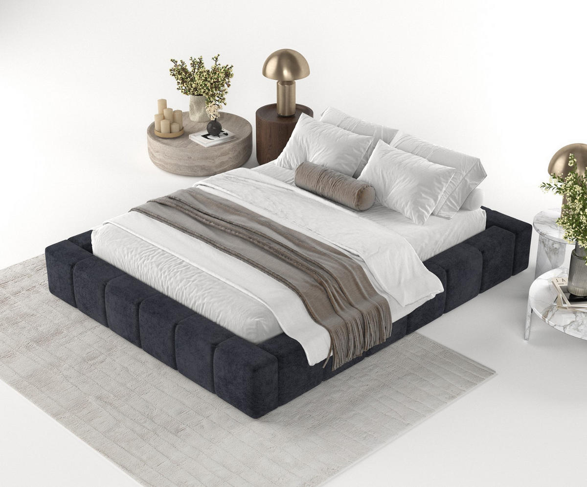 POLSTERBETT Kea mit Stauraum 160/200 cm Schwarz im Terra NW Stoff - Schwarz/Naturfarben, Holz/Holzwerkstoff (160/200cm) - AltaBeds