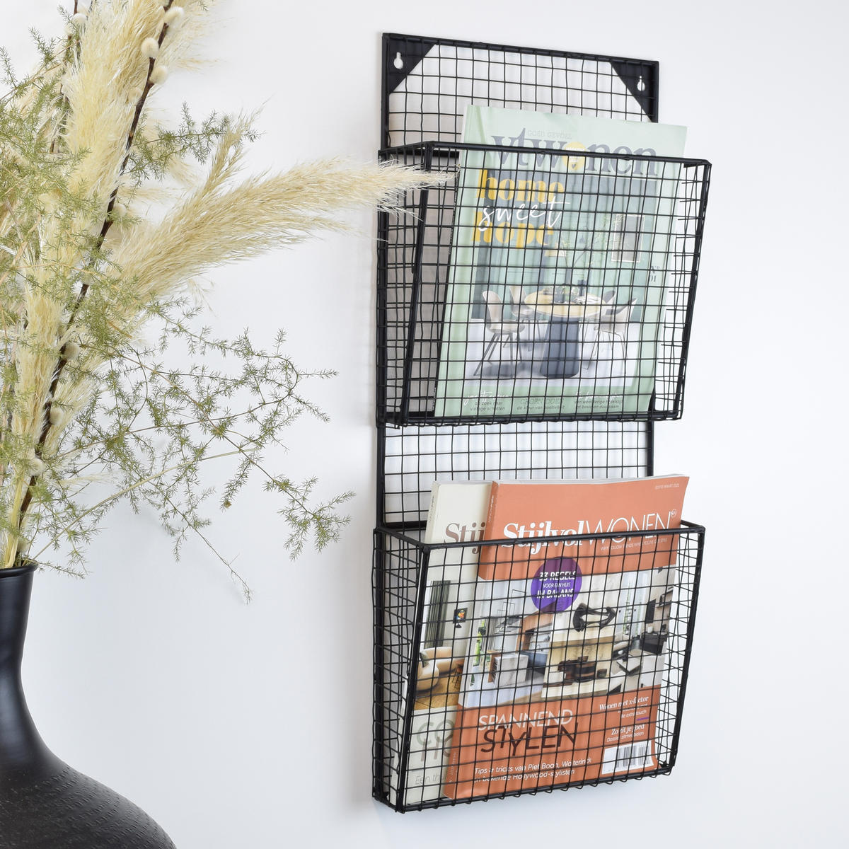 ZEITSCHRIFTENSTÄNDER Wiva Schwarz - Schwarz, Metall (30/70/10cm) - LOFT42