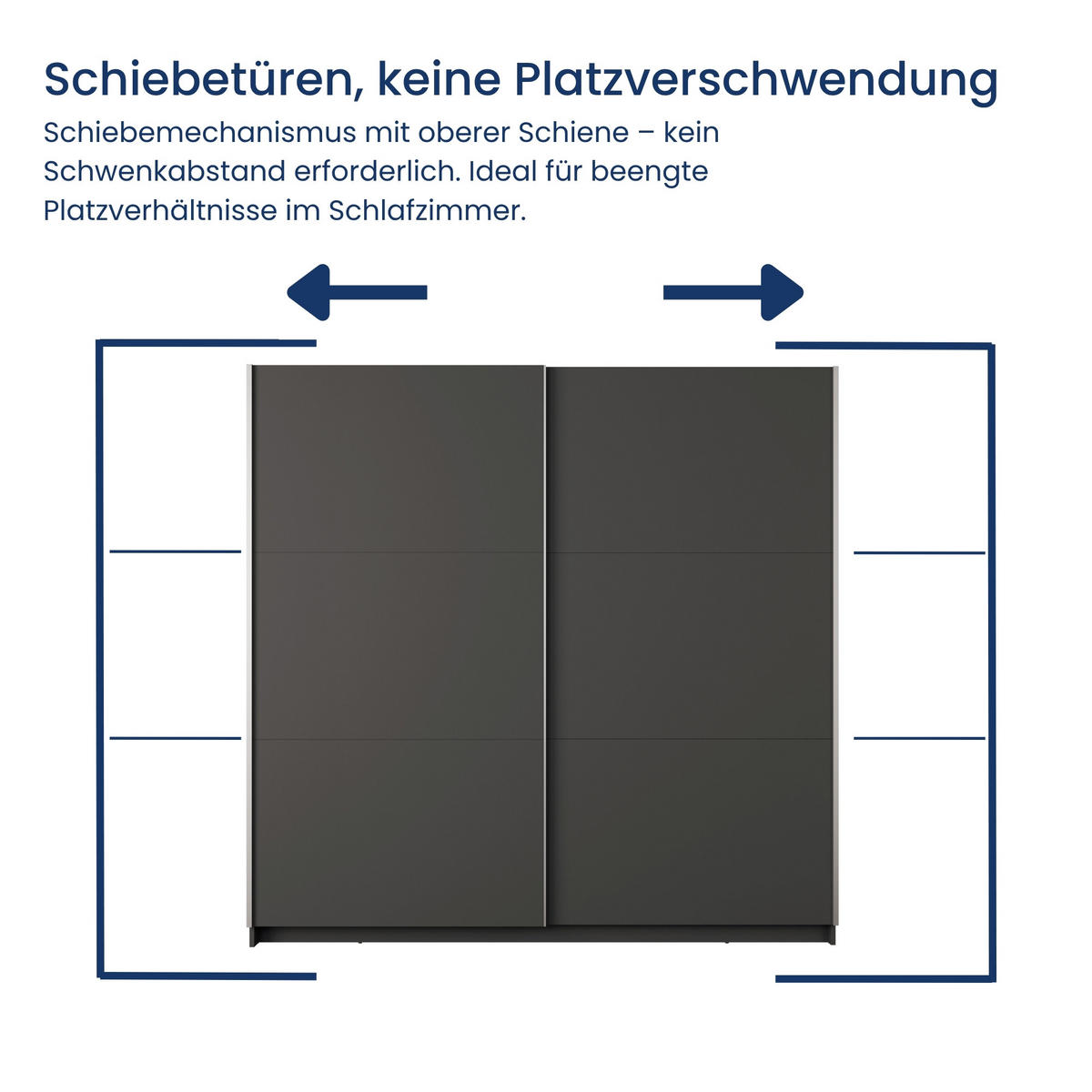 SCHWEBETÜRENSCHRANK 2-Türen in Graphit - Graphitfarben, Holzwerkstoff (60/207/200.6cm) - Home Collective