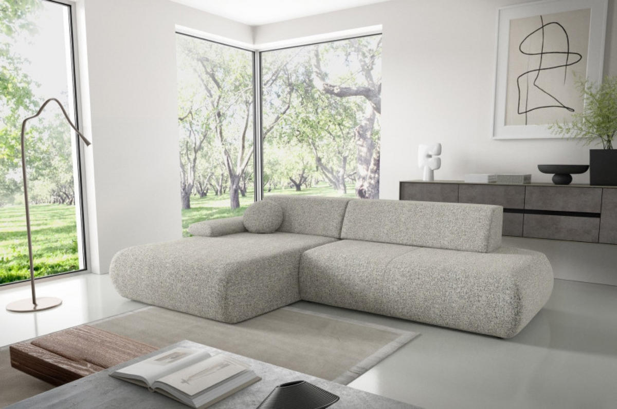 ECKSOFA Grau-Beige PENTI Ausziehbar Mit Bettkasten Links - Beige/Grau, Textil (286/173.5cm) - Sepro Meble