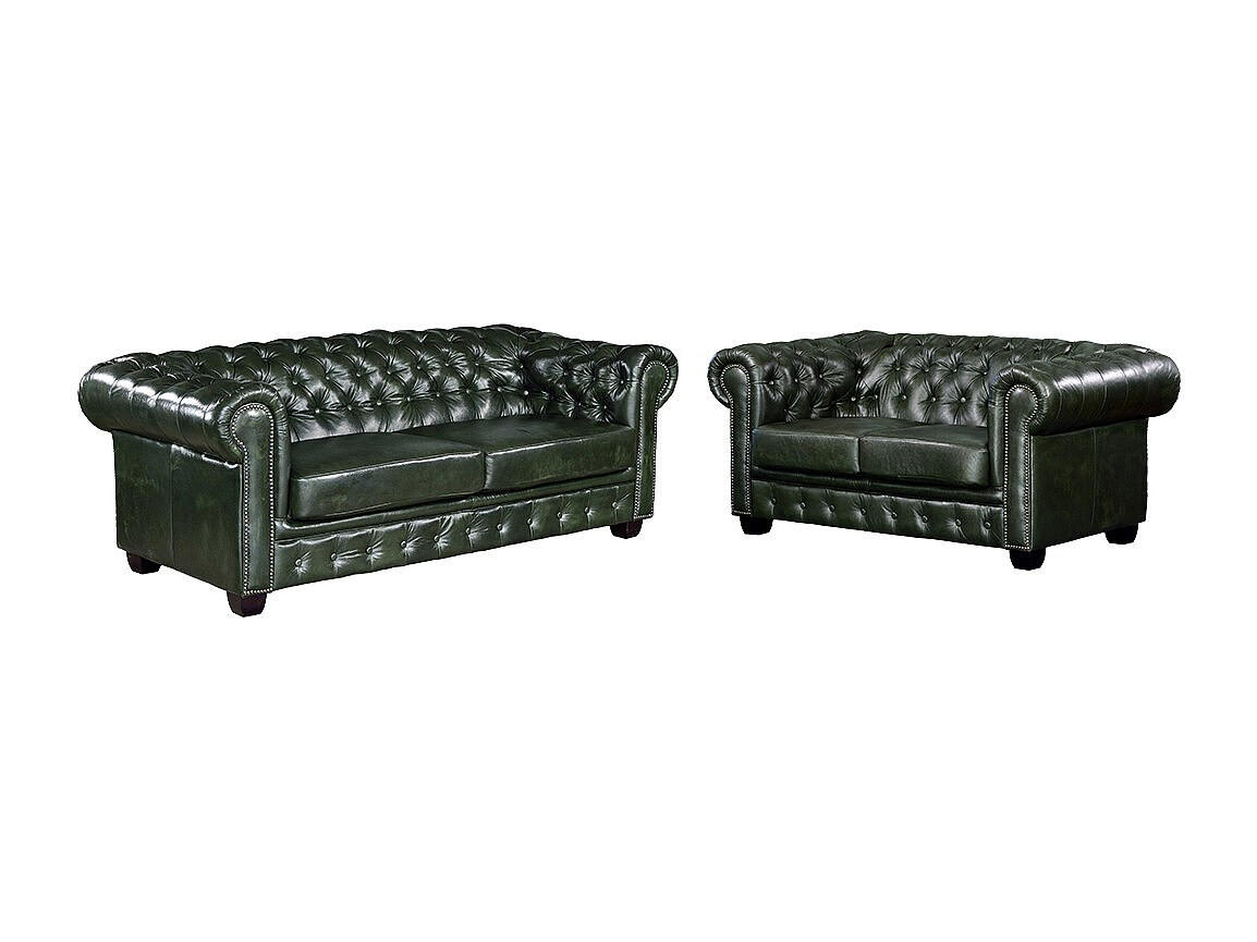 COUCHGARNITUR - 5 Personen - Leder - Tannengrün - BRENTON - Waldgrün, Leder (201/73/96cm) - Vente-Unique