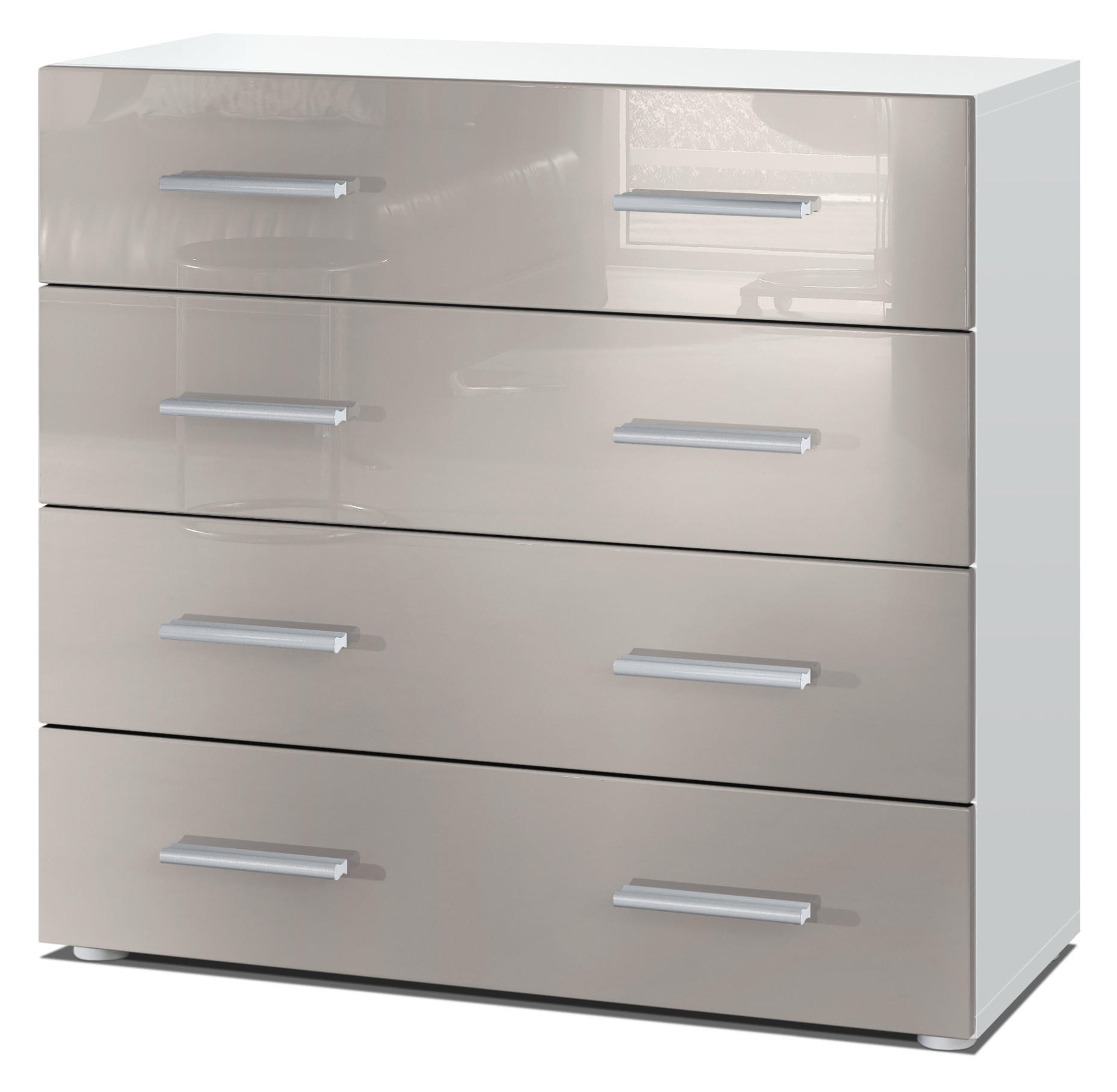KOMMODE Pavos Sandgrau Hochglanz - Sandfarben, Holzwerkstoff (76/72/35cm) - Vladon