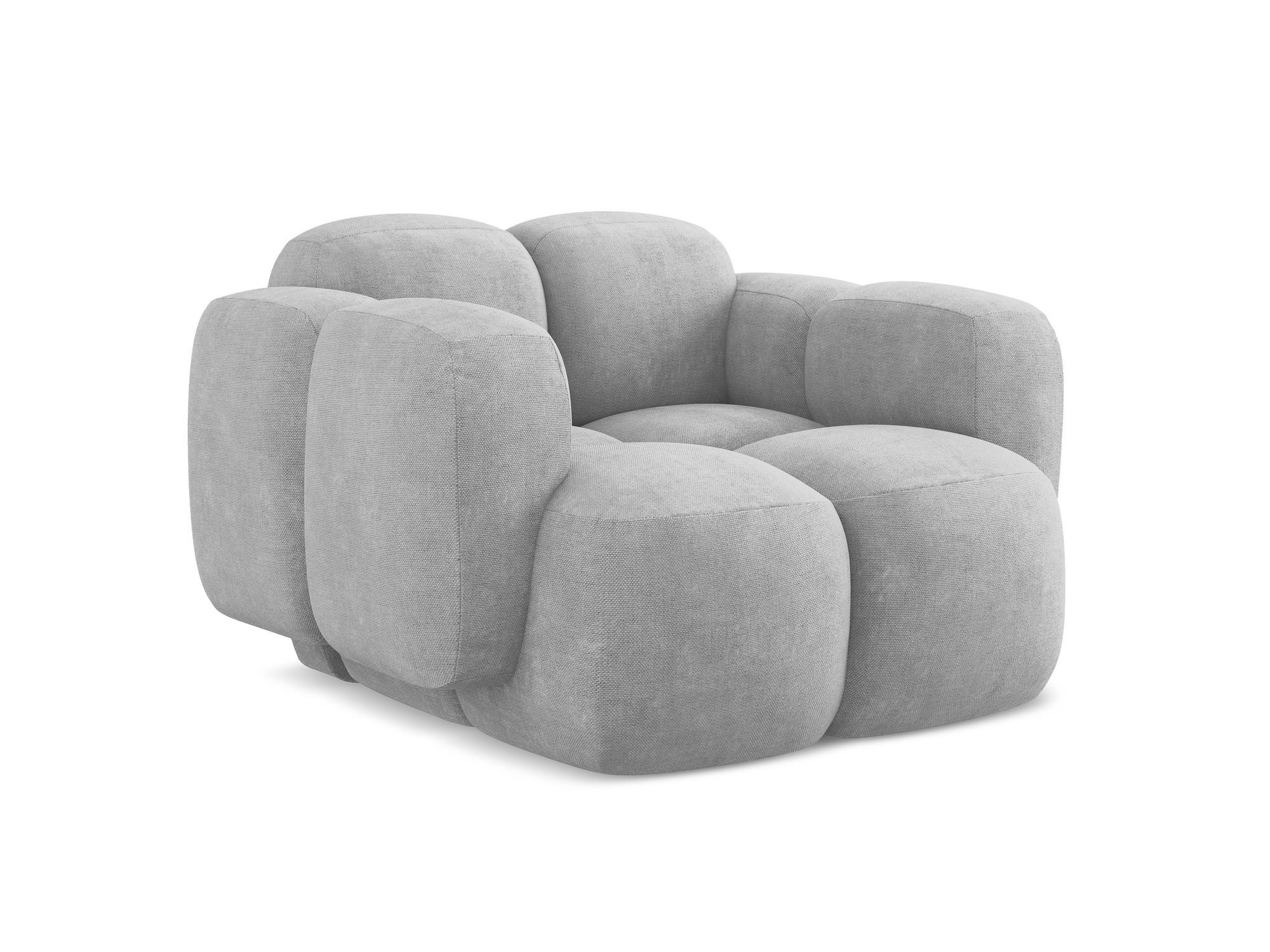 SESSEL Chenille Stoff Grau - Hellgrau/Schwarz, Holzwerkstoff/Kunststoff (120/72/115cm) - Makamii