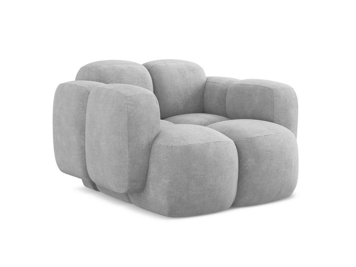 SESSEL Chenille Stoff Grau - Hellgrau/Schwarz, Holzwerkstoff/Kunststoff (120/72/115cm) - Makamii