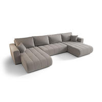 WOHNLANDSCHAFT LARA U-Form beige Strickstoff Wind 11 - Schlaffunktion, Bettkasten - Beige, Textil (385/85/175cm) - Cornero