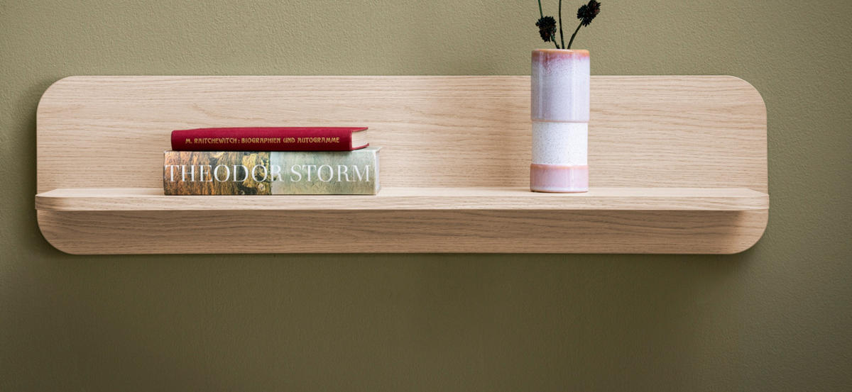 WANDBOARD Eiche natur 90 cm, Wandregal skandinavisch - Eichefarben, Holzwerkstoff/Metall (90/22/19cm) - Furn.Design