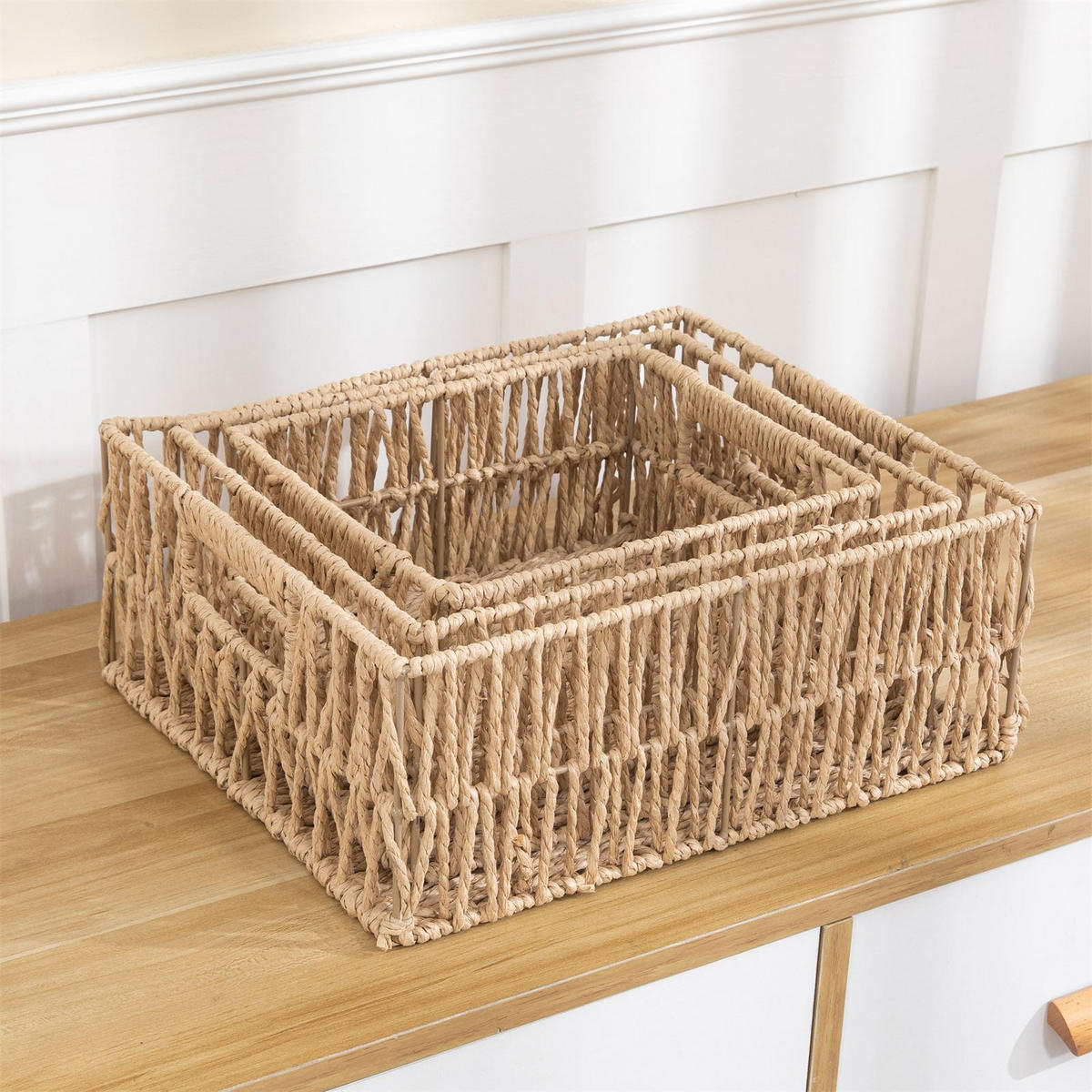 AUFBEWAHRUNGSKÖRBE ENIN - Naturfarben, Holz (34/13/28cm) - IDIMEX