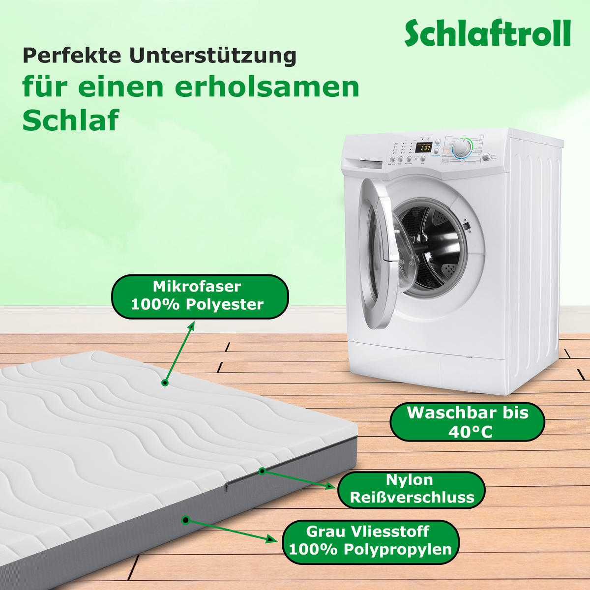 MITTELFEST Komfortable Kaltschaummatratze Öeko-Tex Zertifiziert 160 x 200 cm - Weiß, Textil (160/200cm) - Schlaftroll