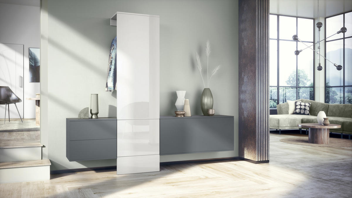 GARDEROBE Carlton Paneel in Weiß Hochglanz - Weiß Hochglanz, Holzwerkstoff (209/193/35cm) - Vladon