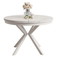 AUSZIEHTISCH MILTON 120-196/76 cm mit Metallgestell und Zarge, Weiß / Bianco Marmor - Perlmutt/Weiß, Holzwerkstoff/Metall (120/120/76cm) - Idohome