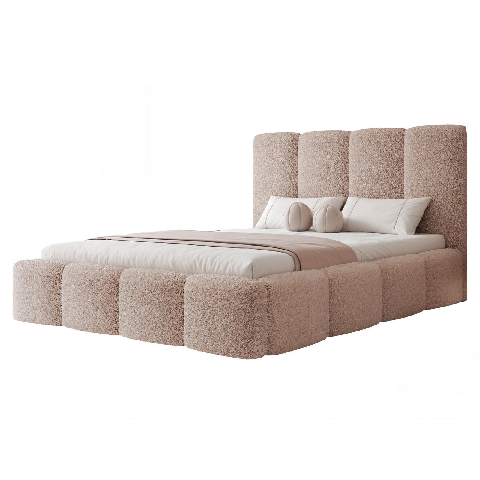 POLSTERBETT LANDARE 140x200 cm Altrosa Bouclé (Stoff Coral) - mit Bettkasten und Lattenrost - Altrosa, Holzwerkstoff/Textil (140/200cm) - Ravio