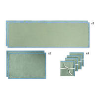 TISCHET 8-teilig, 100% Leinen, türkis und blau SET WAVY - Türkis, Textil (40/130cm) - RNT By Really Nice Things