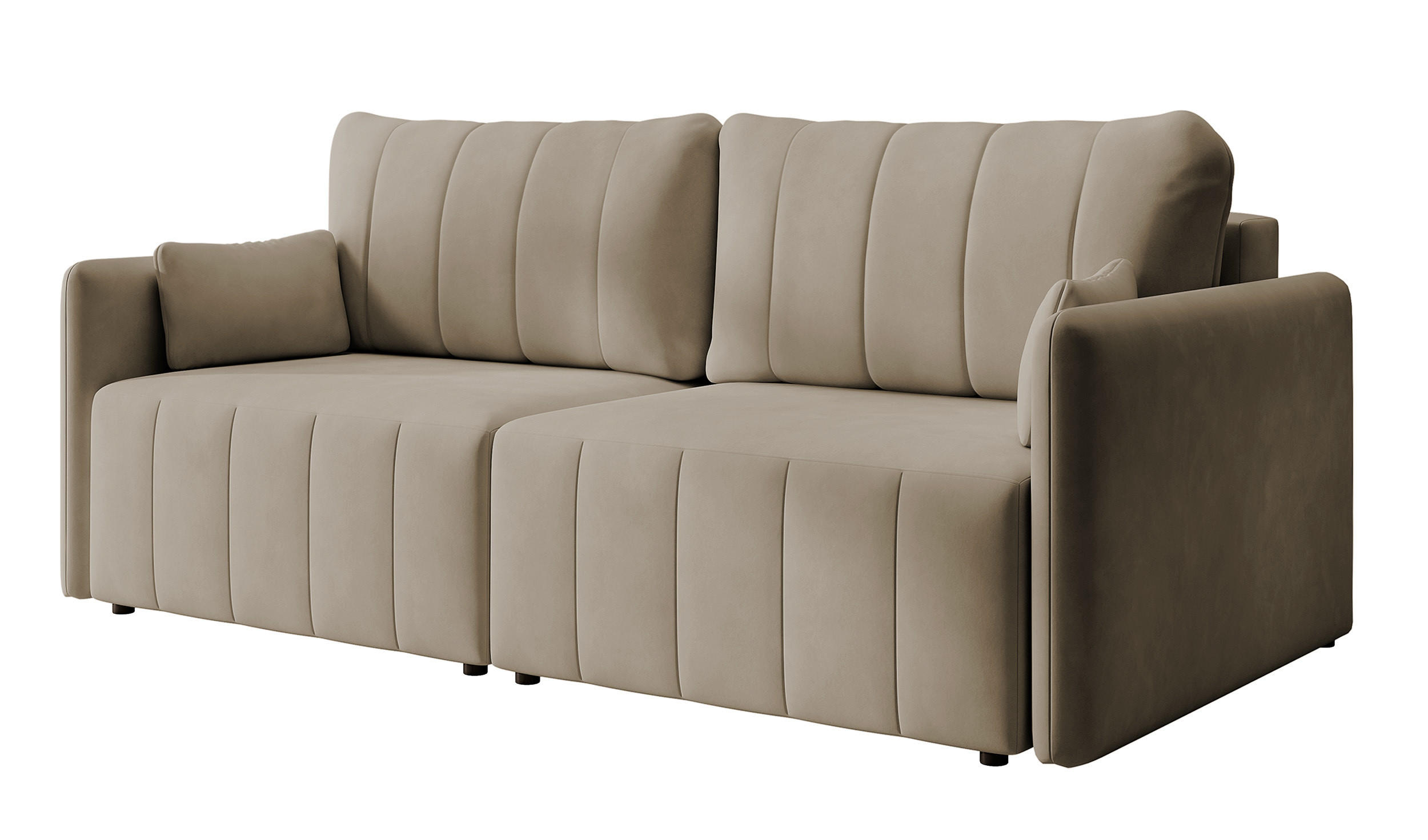 SCHLAFSOFA Pierra Beige hydrophober Samt - Beige/Schwarz, Kunststoff/Textil (215/100/112cm) - Selsey