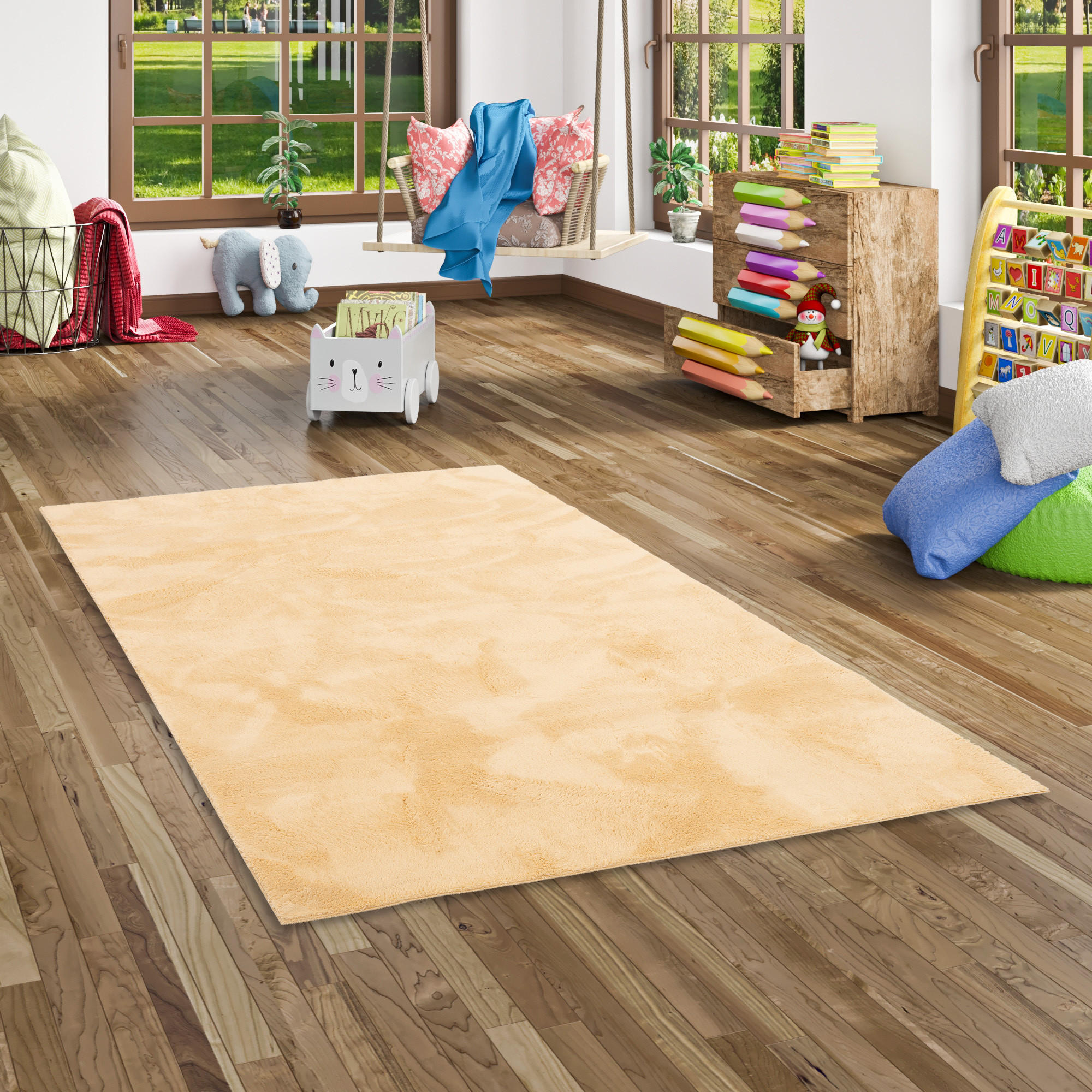 KINDER SUPER SOFT FELLTEPPICH PEARL KIDS - Gelb, Textil (80/150cm) - Pergamon