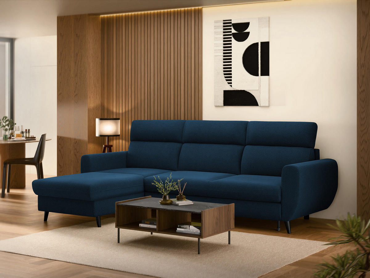 ECKSOFA Torro Mini, Seite: Links - Dunkelblau, Holz/Textil (258/168cm) - MIRJAN24