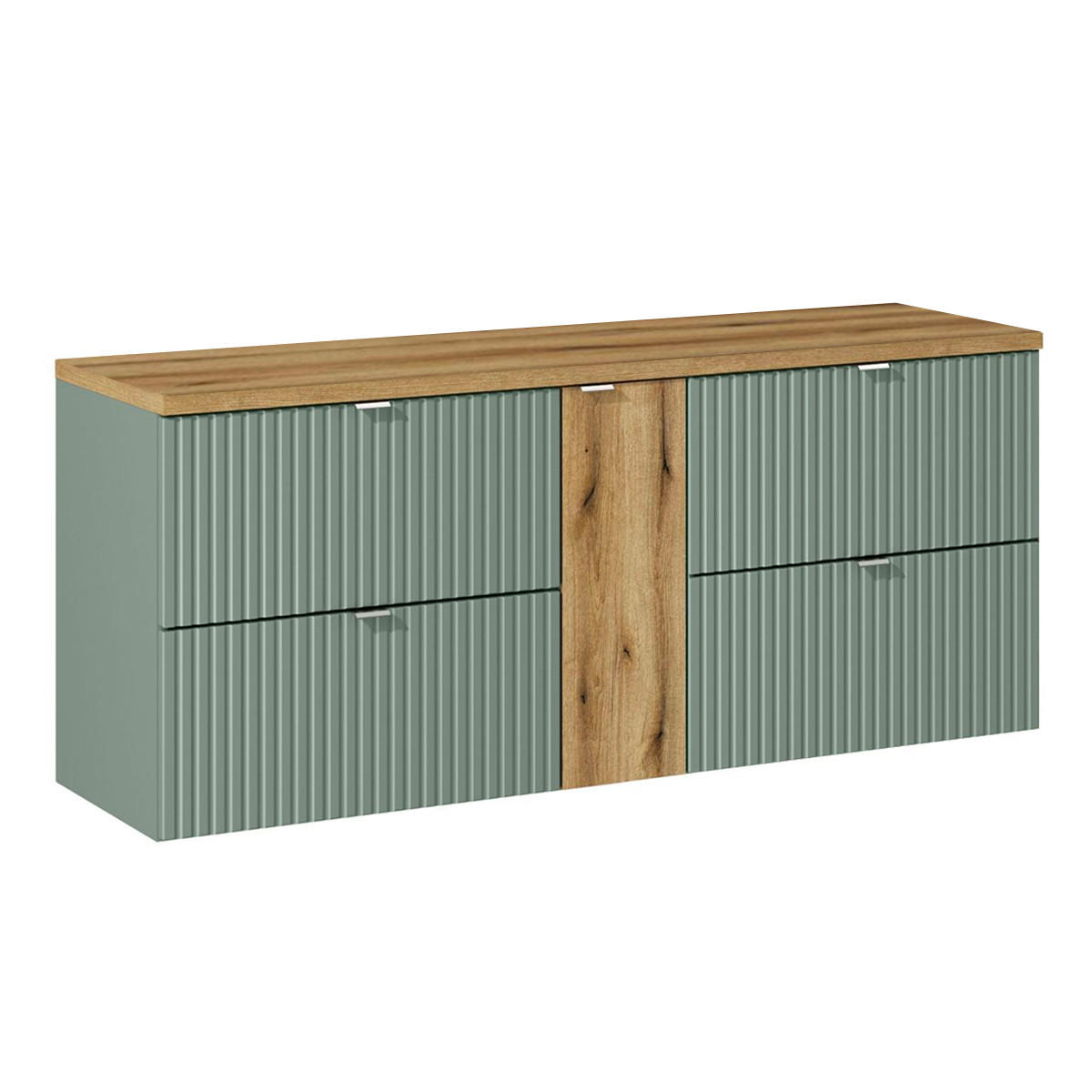 WASCHTISCHUNTERSCHRANK 140.4cm Jade Grün und Holz - Grün, Holzwerkstoff (140.4/59/40cm) - Petits-meubles