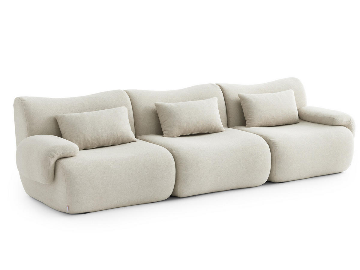 3-SITZER-SOFA Bouclé-Stoff Cremebeige - Beige, Textil (281/73/95cm) - MILYsofa