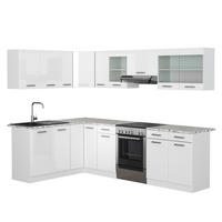 ECKKÜCHE Rick Weiß/Weiß Hochglanz 267 x 167 cm , AP Marmor - Weiß Hochglanz/Weiß, Holzwerkstoff (270/81.6/60cm) - Vicco