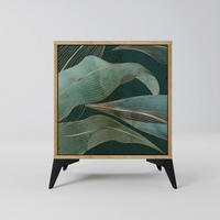 SIDEBOARD ROYAL GREEN, Eichefarben, 57,5x42x70,5 cm, Schwarze Metall-Sternfüße - Eichefarben/Multicolor, Holzwerkstoff/Metall (57.5/70.5/42cm) - SpaceRebels