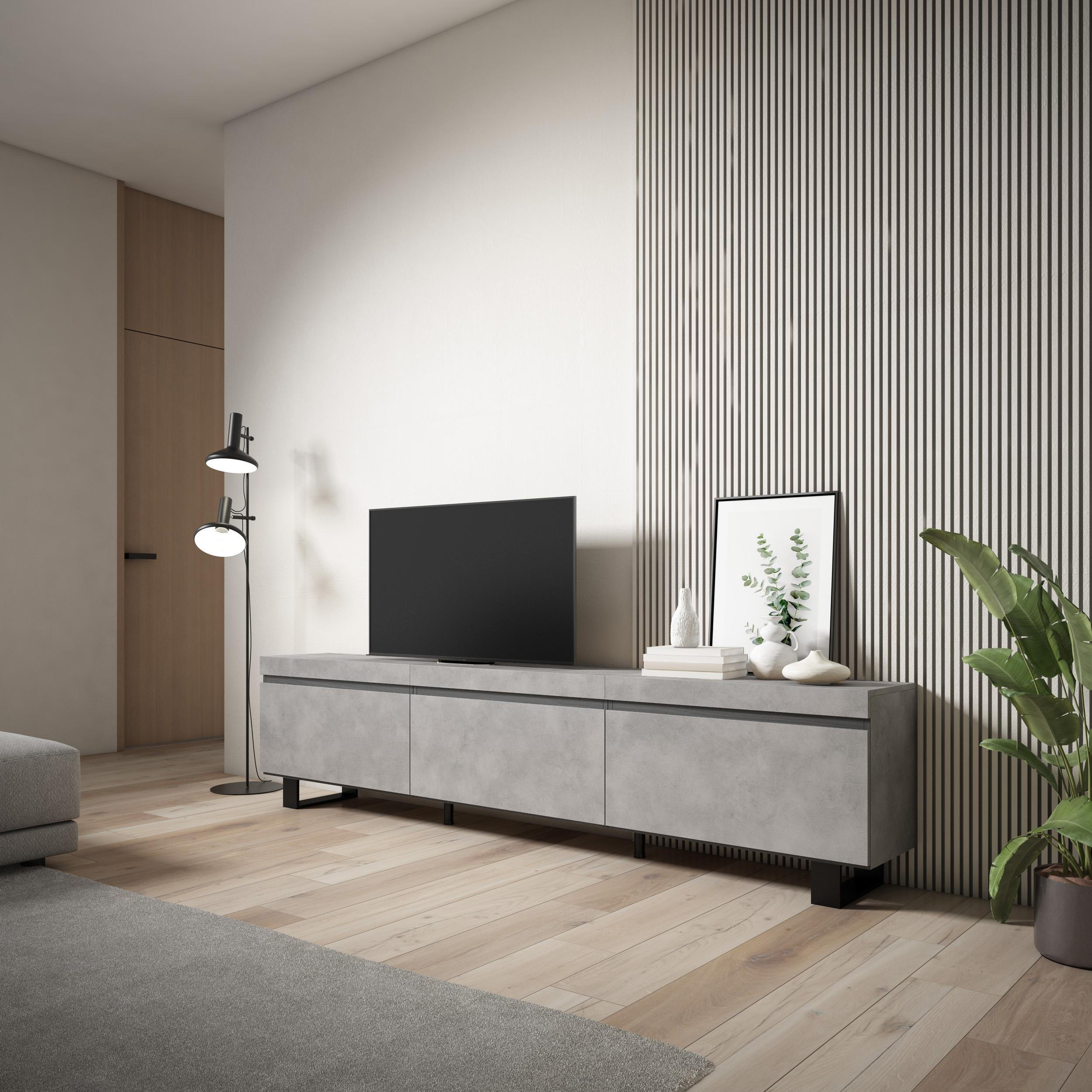 TV-SCHRANK Lowboard, zementgrau, 240/35/57cm - Grau, Holzwerkstoff (240/57/35cm) - Skraut Home