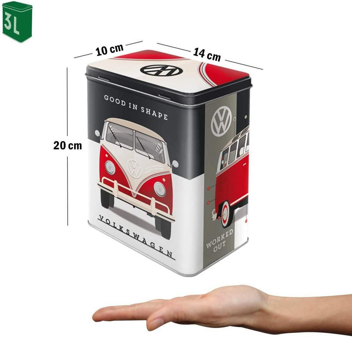 VORRATSDOSE L Volkswagen VW Good in Shape - Multicolor, Metall (14/20/10cm) - Nostalgic-Art