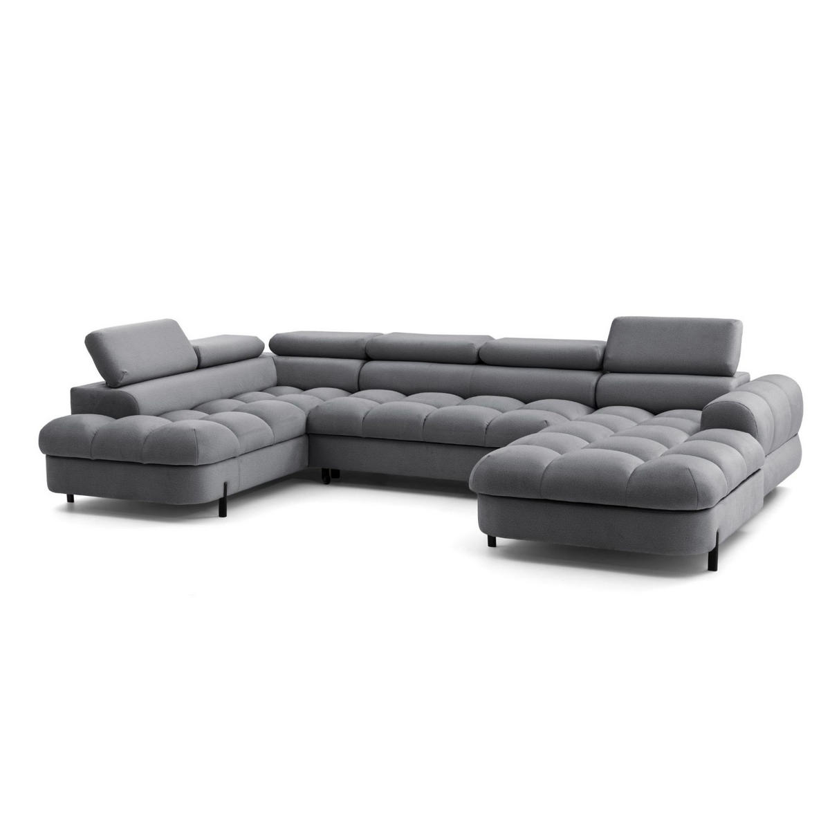 ECKSOFA U-Form BOWL U Links mit Schlaffunktion 125x265 Velours Dunkelgrau - Dunkelgrau/Schwarz, Holz/Textil (339/90/195cm) - Muffo
