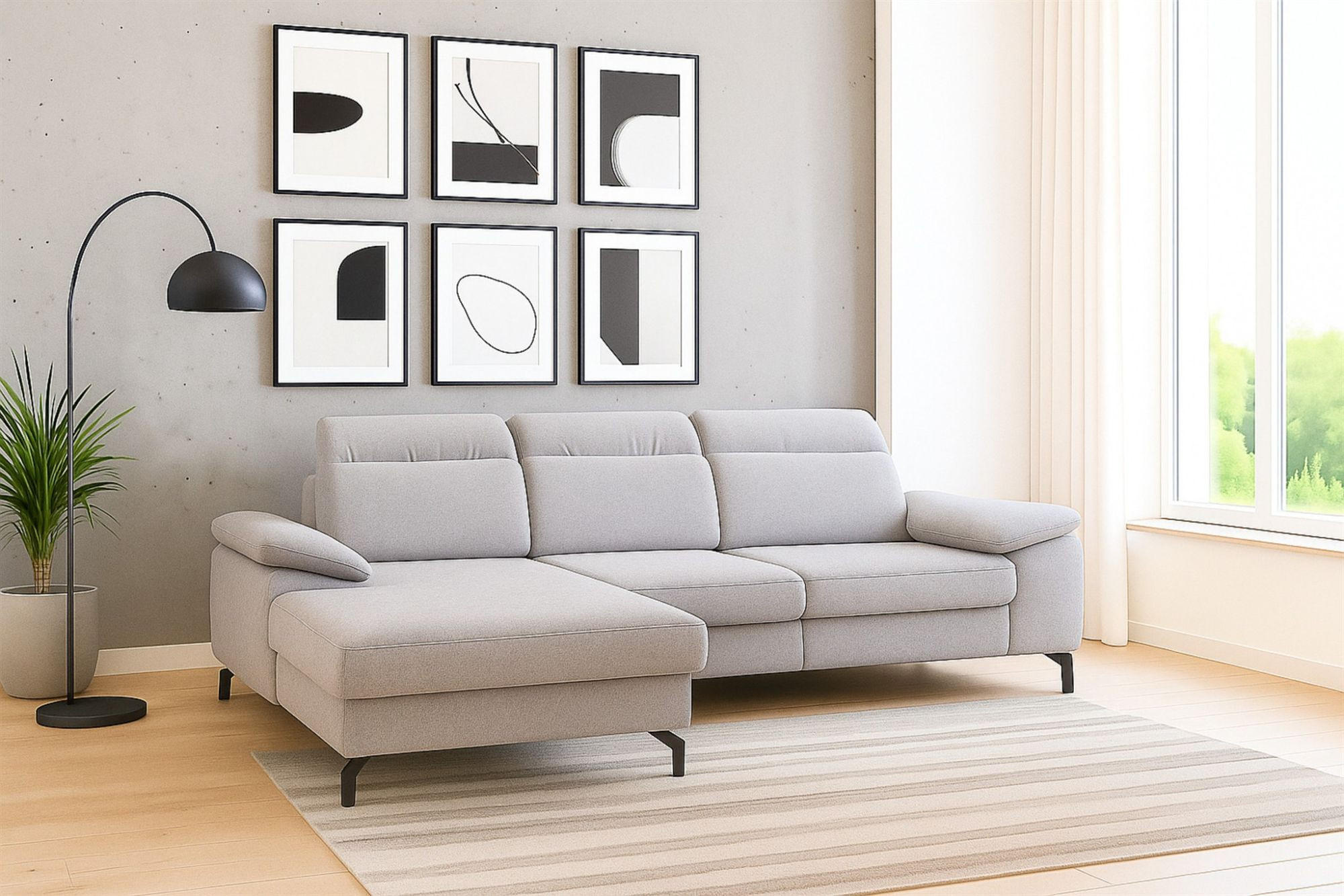 ECKSOFA Margit Mit Schlaffunktion - Hellgrau, Holzwerkstoff/Textil (276/184cm) - Fun Möbel