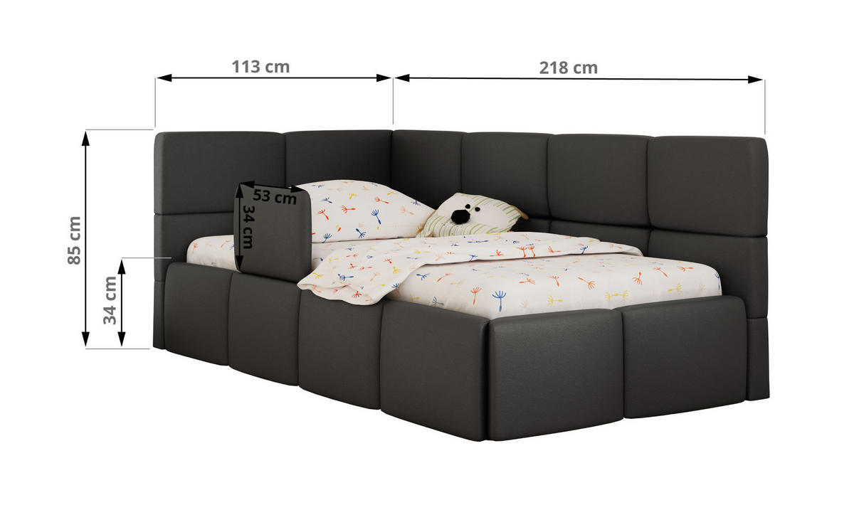DĚTSKÁ POSTEL ARVO ALTA 90/200 - Tmavě zelená Ekokůže - Pravá - tmavě zelená, textil (90/200cm) - MKS