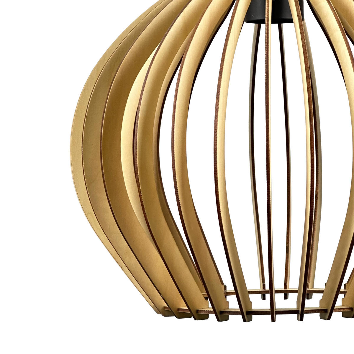 PENDUL Natur Negru lamele din lemn E27 - maro deschis, lemn/metal (35/35/35cm) - Relaxdays