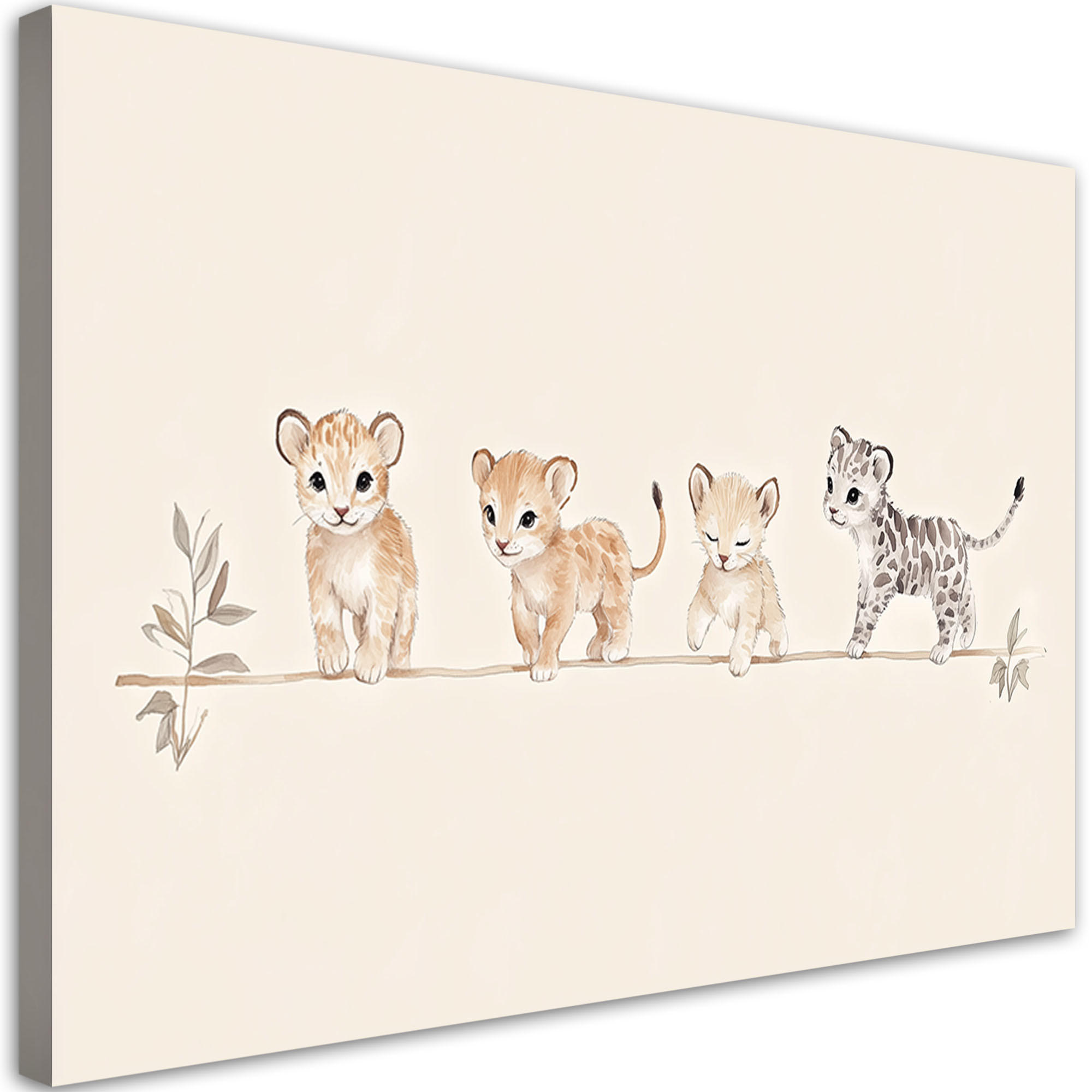 LEINWANDBILD für Kinderzimmer Afrikanische Boho Tiere 100x70cm - Beige, Textil (100/70cm) - Feeby