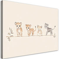 LEINWANDBILD für Kinderzimmer Afrikanische Boho Tiere 100x70cm - Beige, Textil (100/70cm) - Feeby