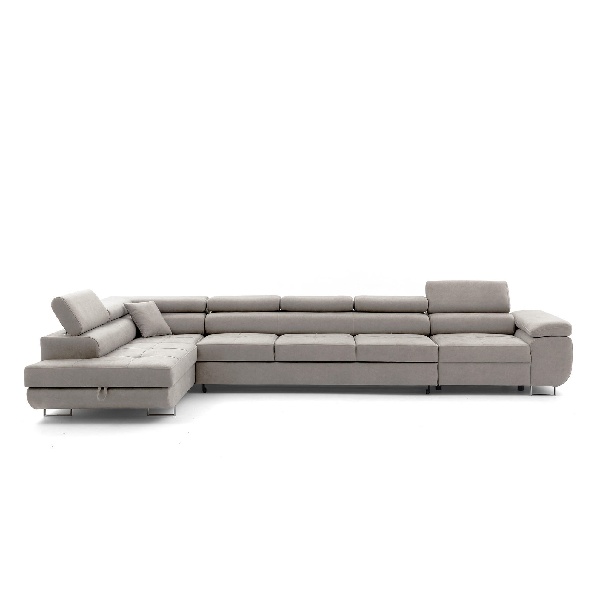 ECKSOFA WILD XXL Links mit Schlaffunktion 125x240 Velours Creme - Silberfarben/Creme, Holz/Textil (400/200cm) - Muffo