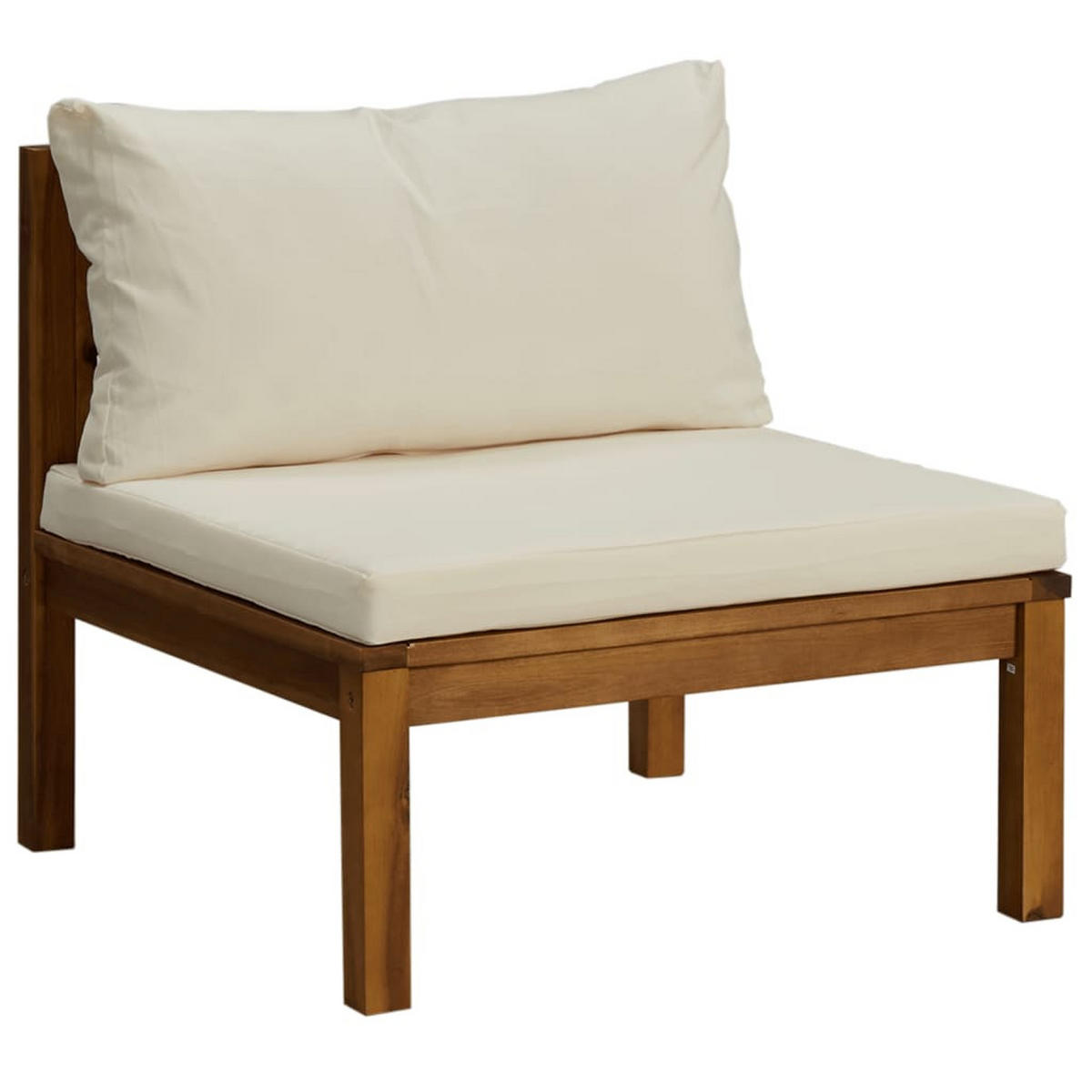 GARTENSOFA 3-Sitzer Mit Creme Kissen Massivholz Akazie - Creme/Braun, Holz/Textil - vidaXL