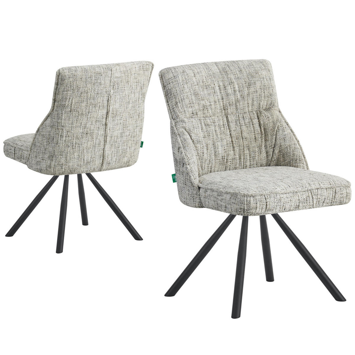 ESSZIMMERSTUHL SERINA 2er-Set - Hellgrau/Schwarz, Textil/Metall (49/83/62cm) - DUBI Möbel