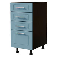 SCHUBLADENUNTERSCHRANK Bari D4/40 Schwarz / RAL 5024 pastellblau 40 / 50 / 82cm Blum Teilauszug - Blau/Schwarz, Holz/Holzwerkstoff (40/82/50cm) - Feldmann-Wohnen
