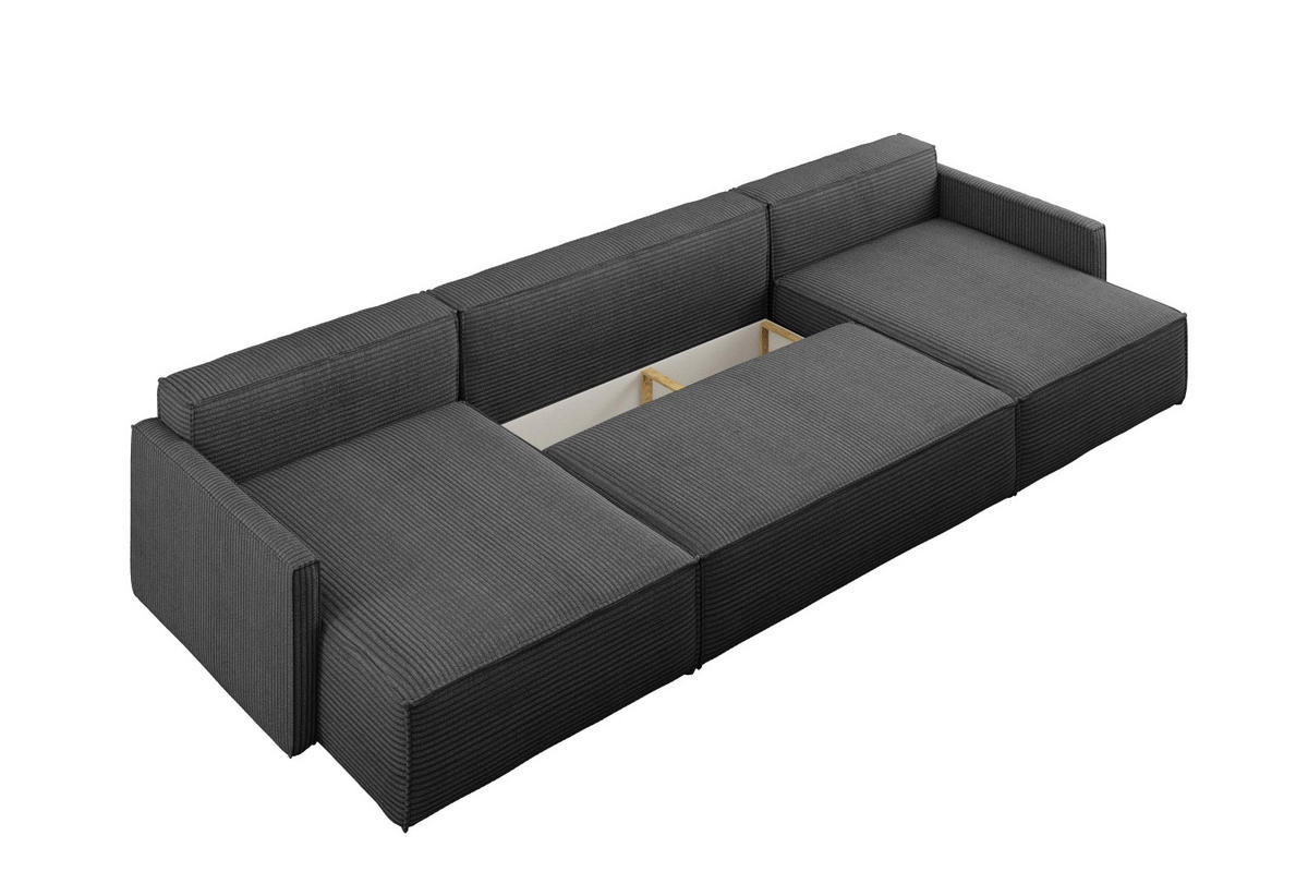 ECKSOFA Carlos Mit Schlaffunktion und Bettkasten Elegante Stoff Poso Graphit - Graphitfarben, Holz/Textil (348/142cm) - Kaiser Möbel