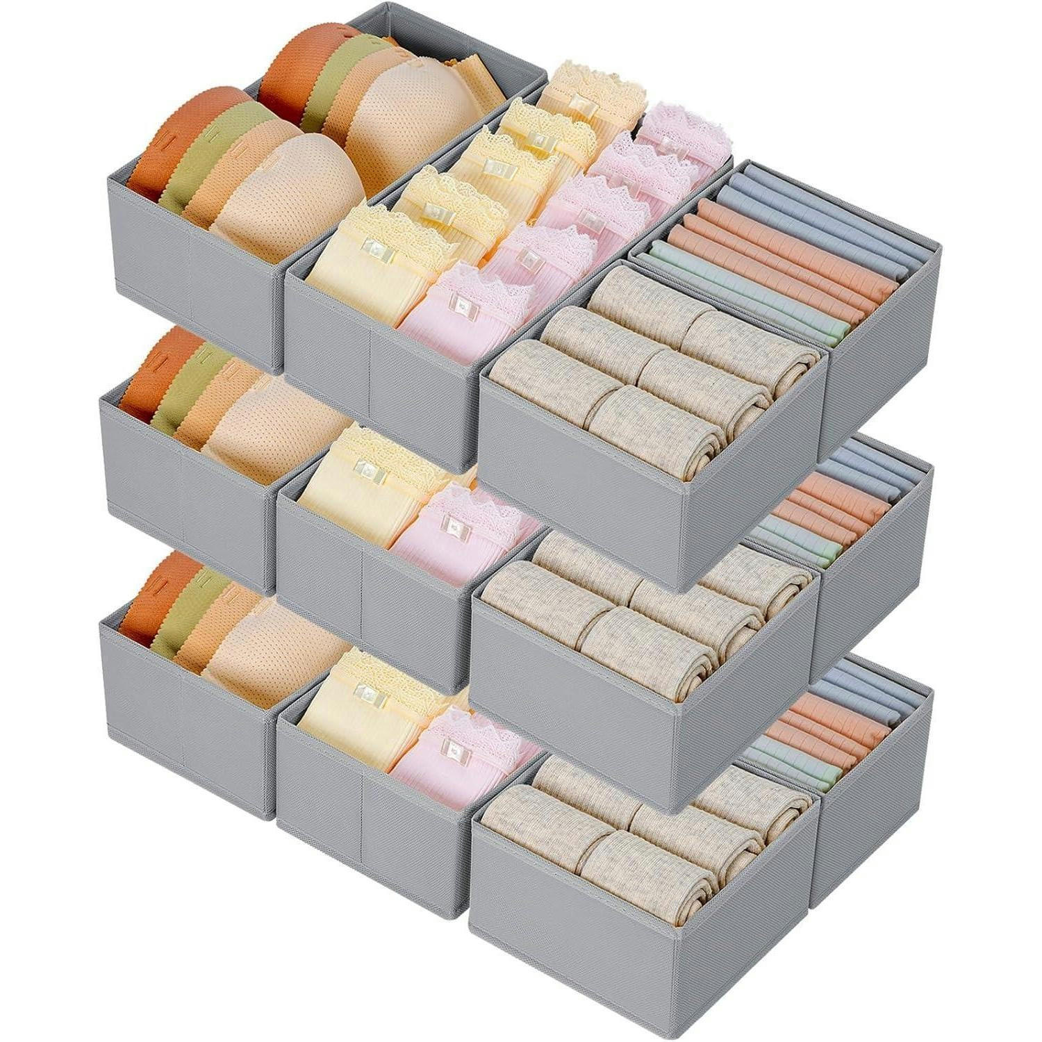 SCHUBLADEN Organizer 12er Set Grau Classic - Grau, Textil (15/9/30cm)